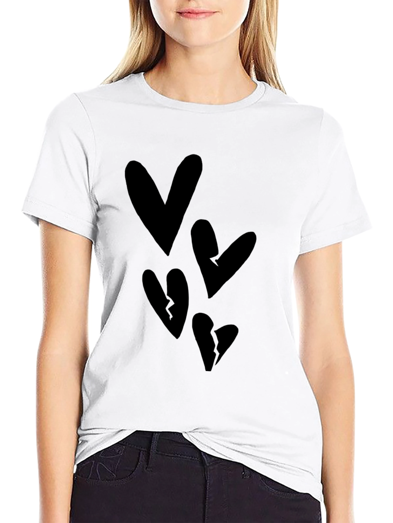 Black Heart Graphic T-Shirt - Casual Style