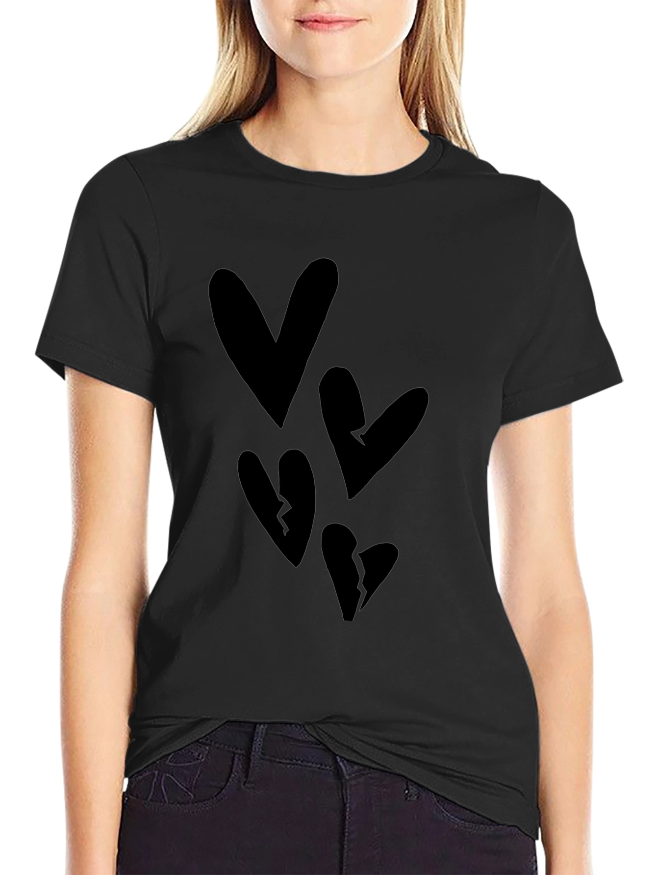 Black Heart Graphic T-Shirt - Casual Style