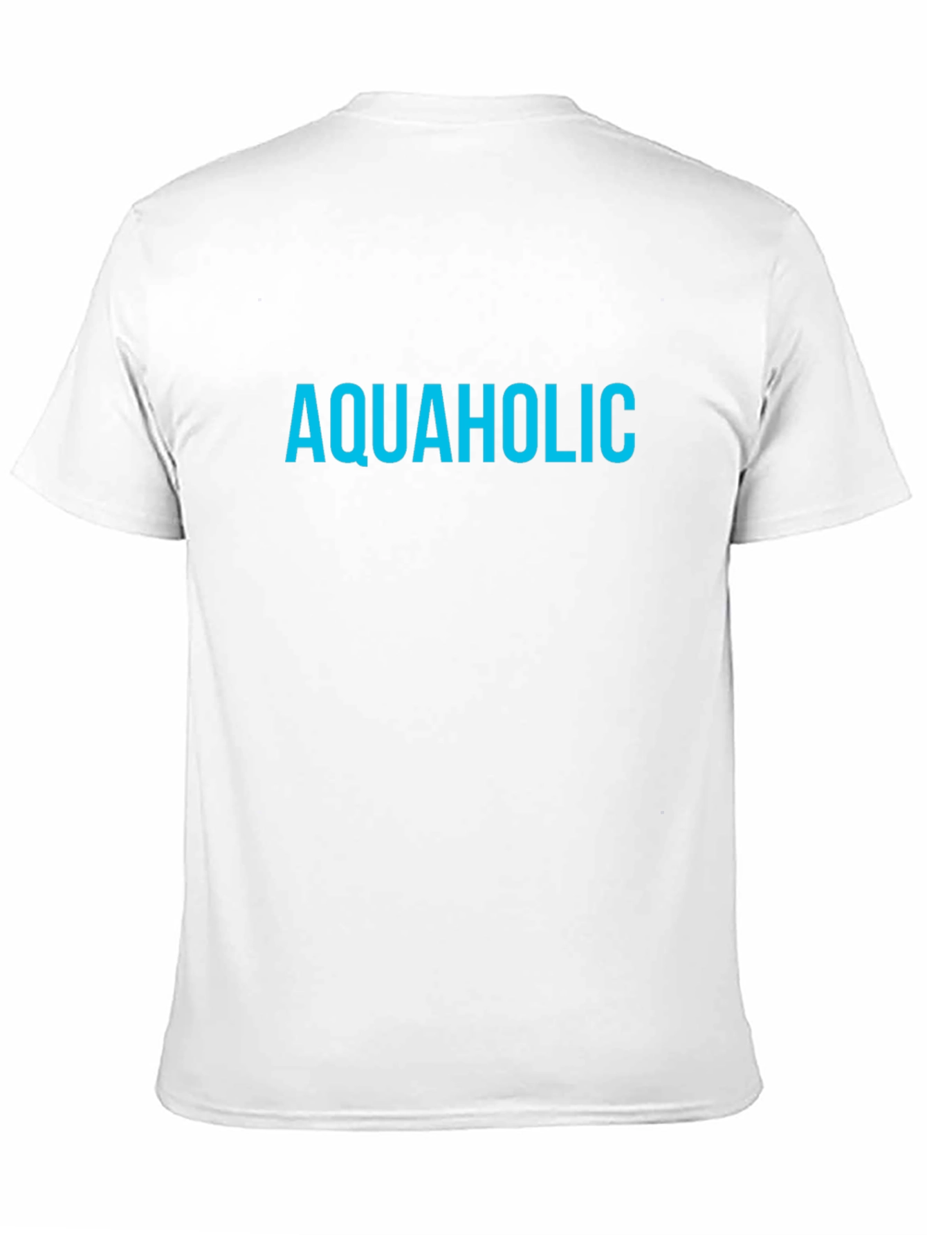 Aquaholic T-Shirt - Blue Text on Black Tee