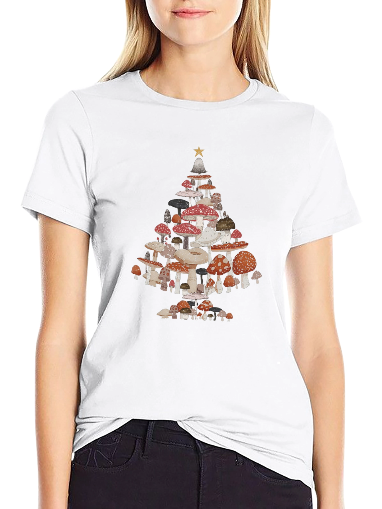 Mushroom Christmas Tree Graphic Tee