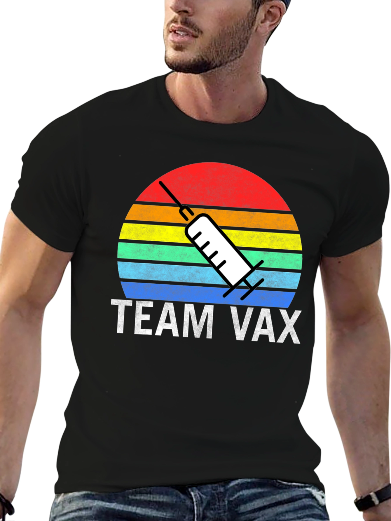 Team Vax T-Shirt - Retro Sunset Vaccine Tee