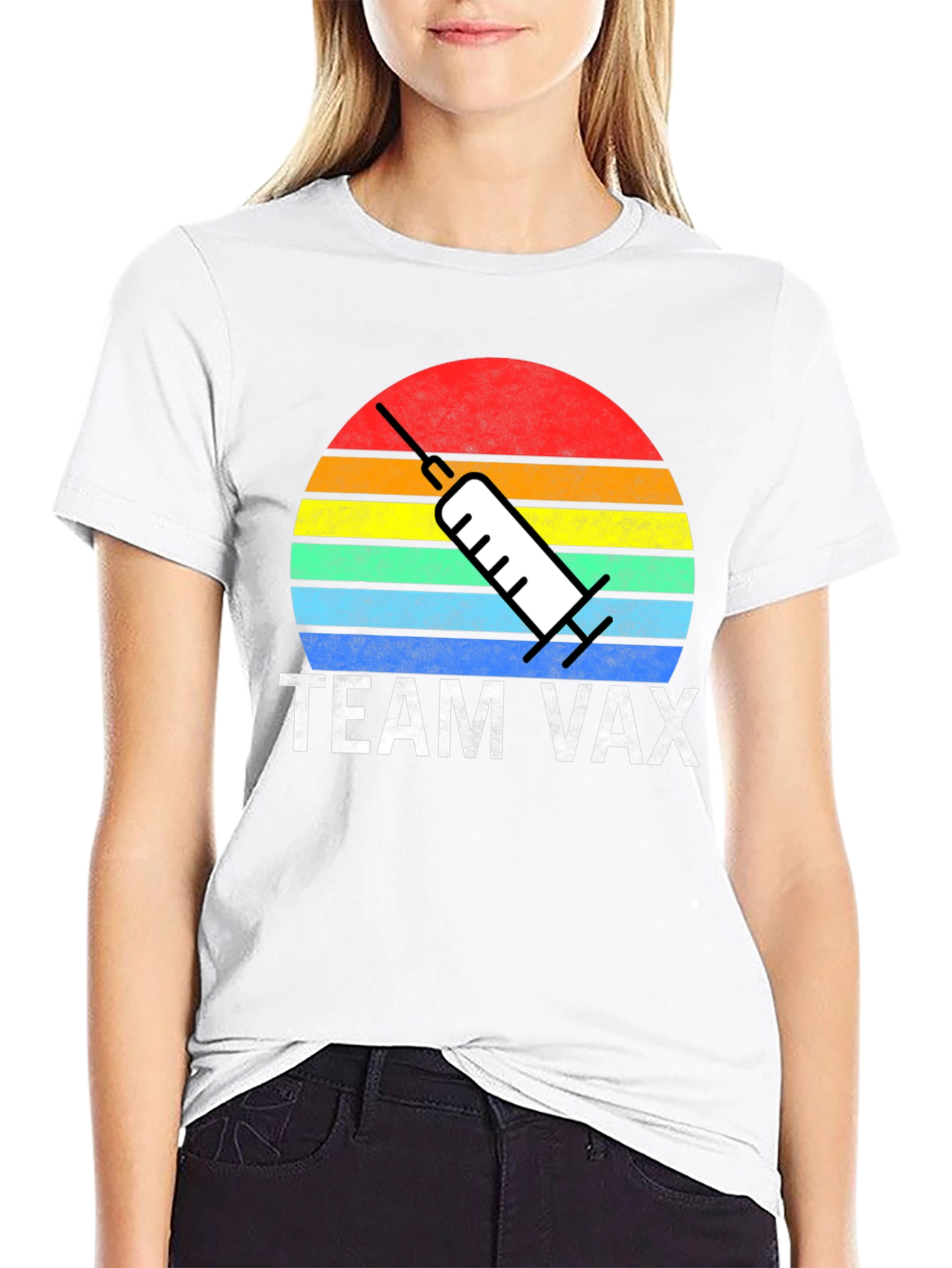 Team Vax T-Shirt - Retro Sunset Vaccine Tee