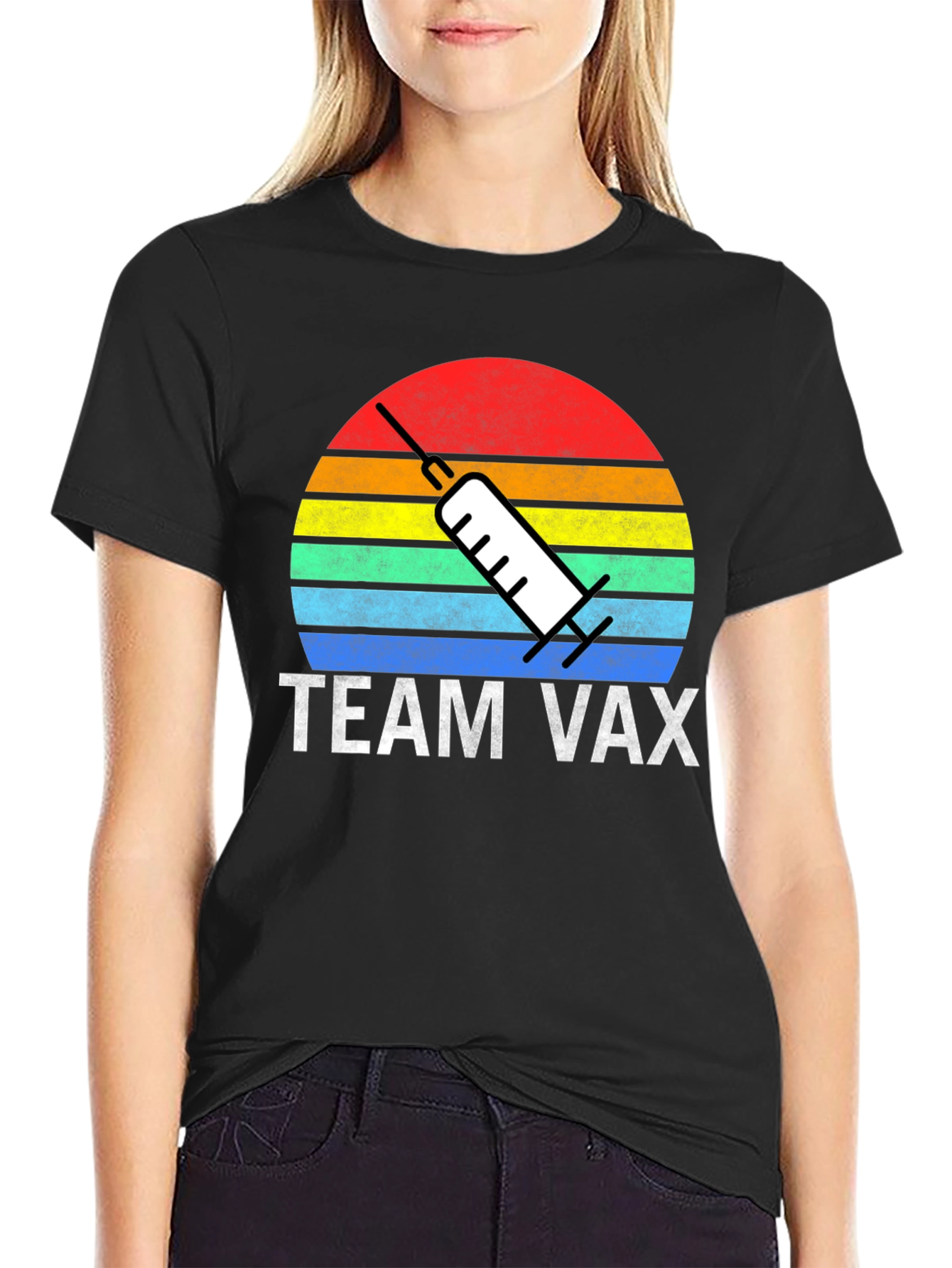Team Vax T-Shirt - Retro Sunset Vaccine Tee
