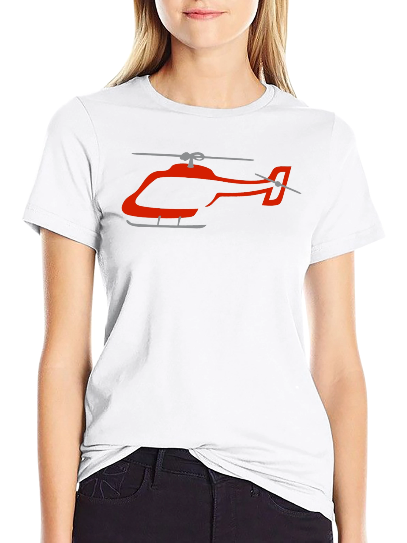 Helicopter Graphic Tee - Black Cotton T-Shirt