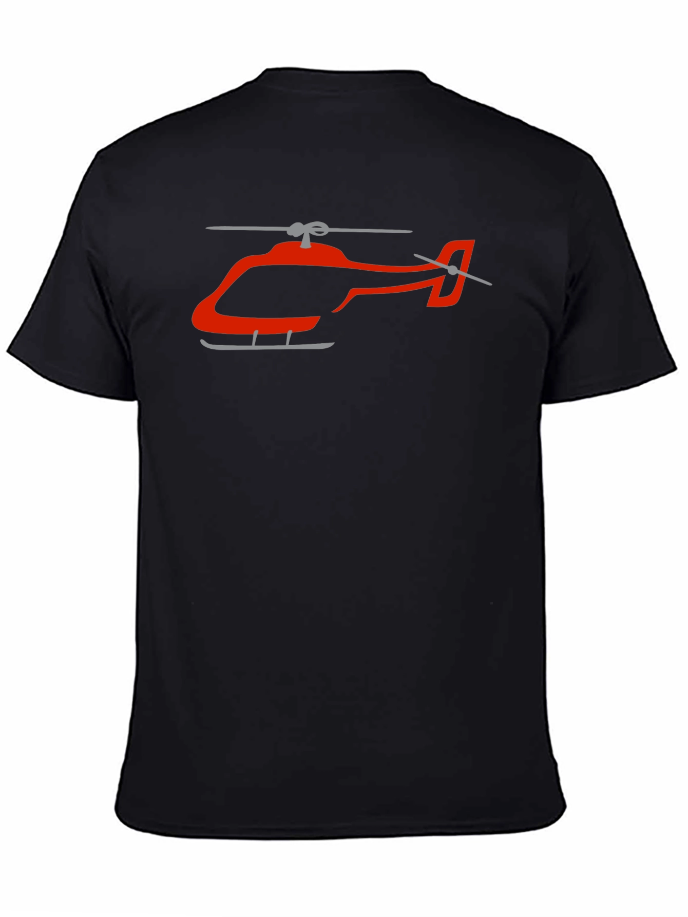 Helicopter Graphic Tee - Black Cotton T-Shirt