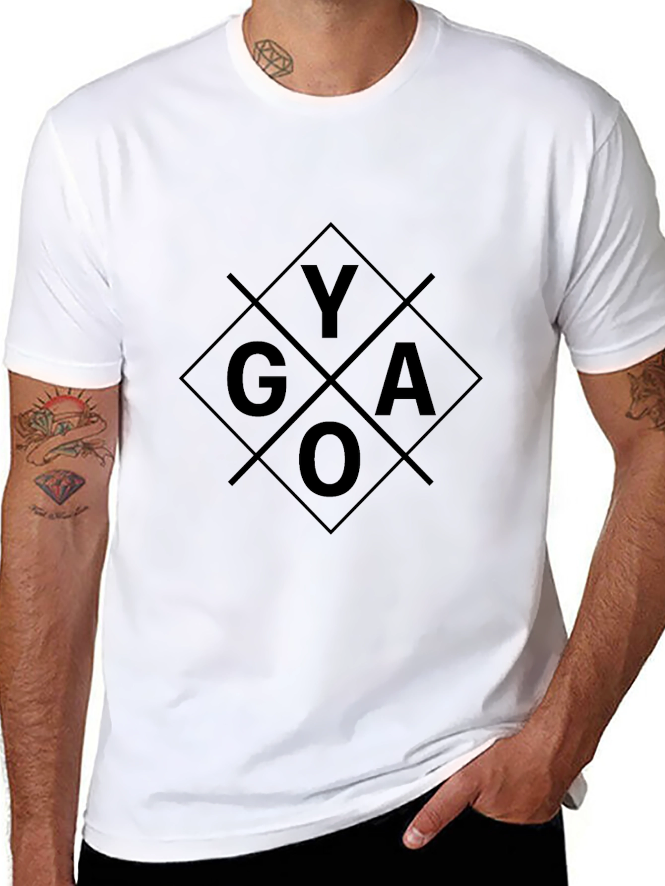 GYAO Graphic Tee - Mens Black Cotton T-Shirt