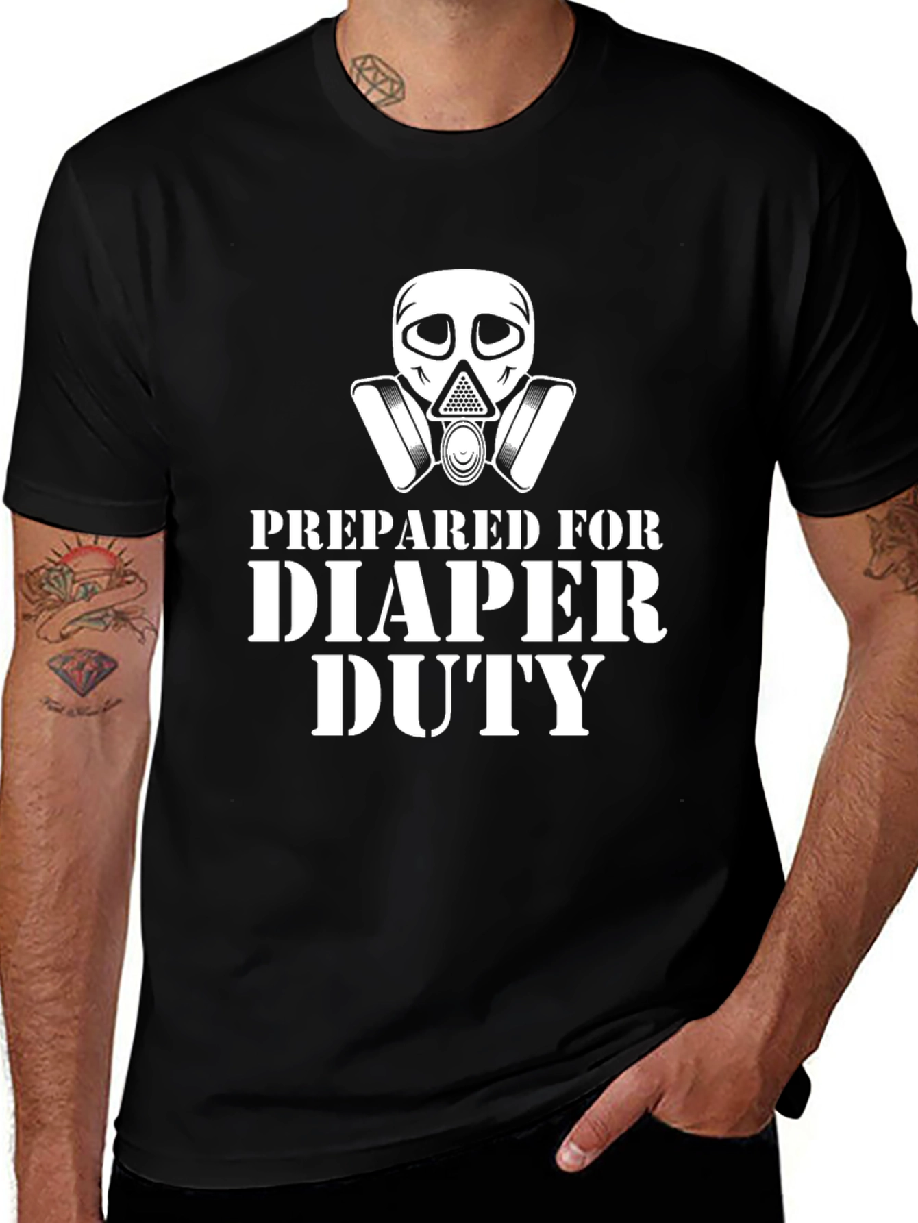 Prepared For Diaper Duty Black T-Shirt