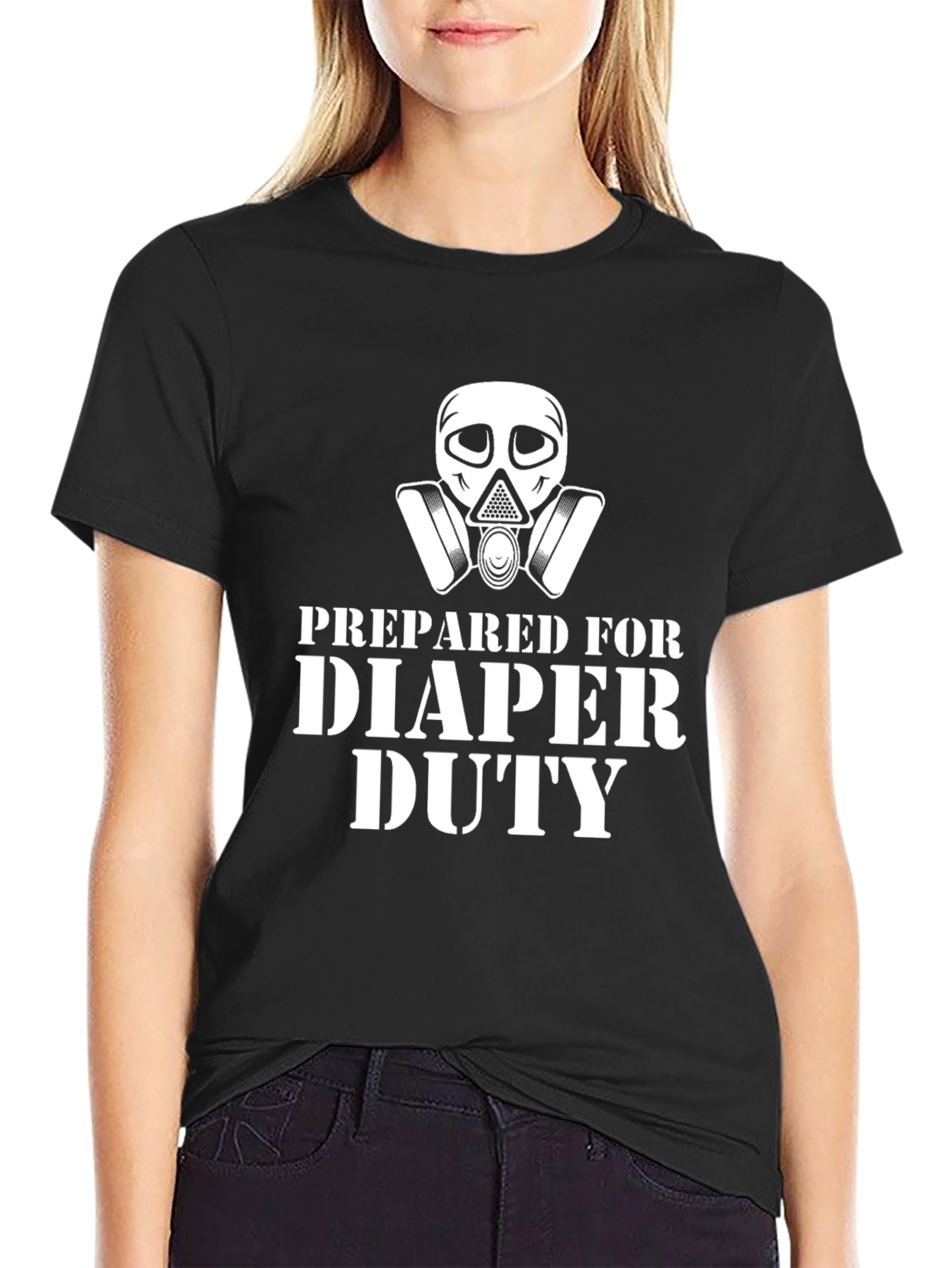 Prepared For Diaper Duty Black T-Shirt