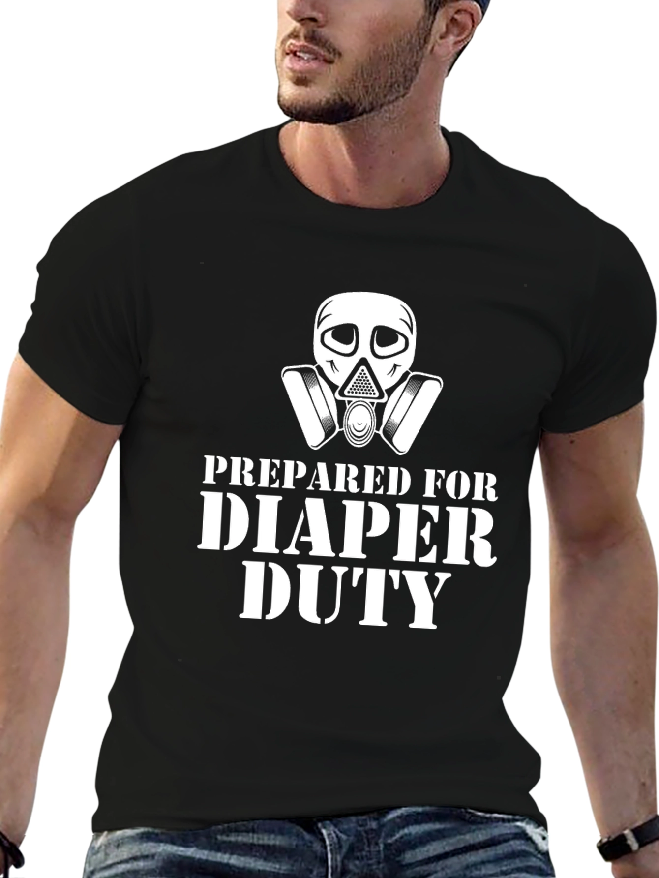 Prepared For Diaper Duty Black T-Shirt