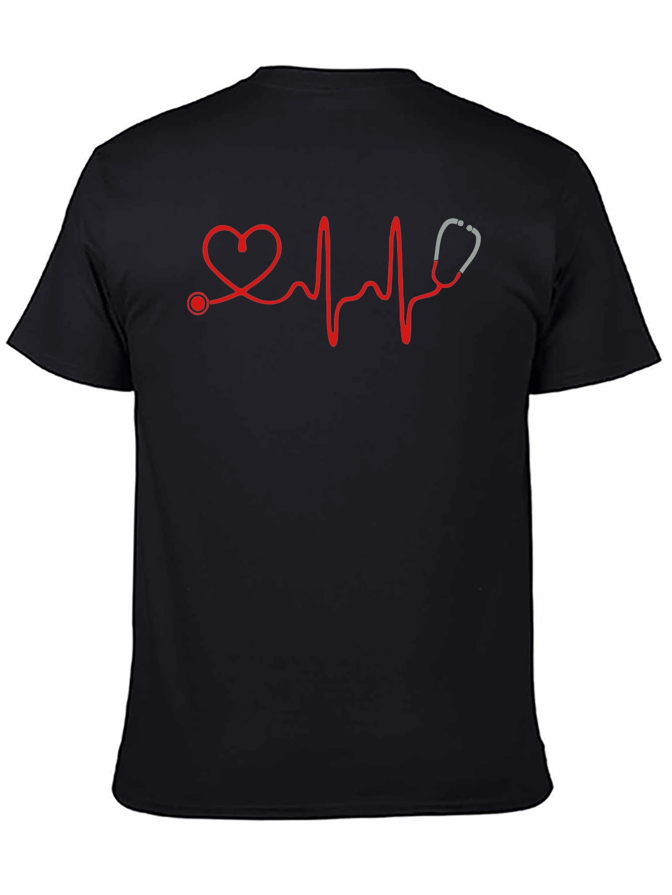 Heartbeat Stethoscope Graphic Tee - Black