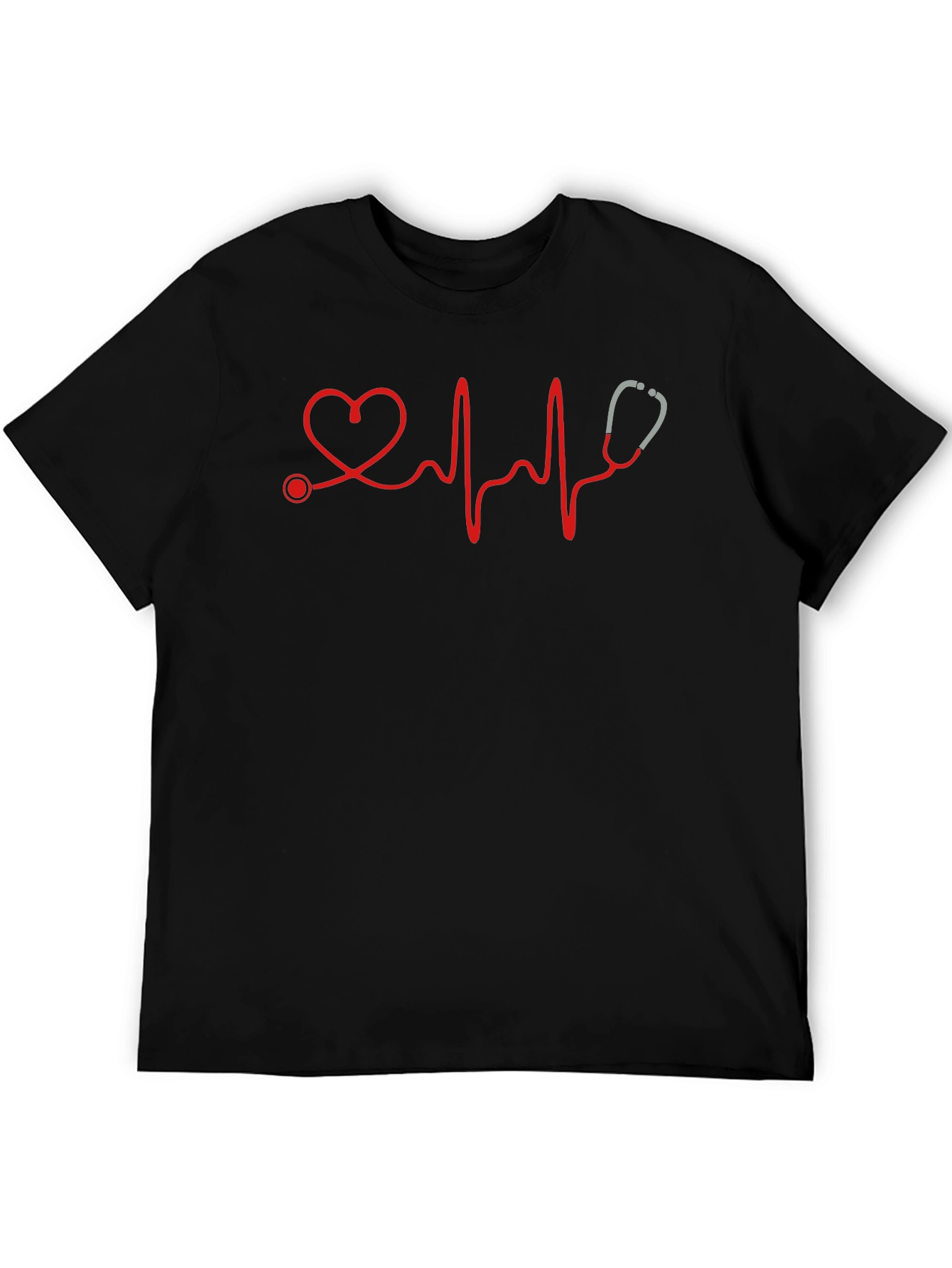 Heartbeat Stethoscope Graphic Tee - Black
