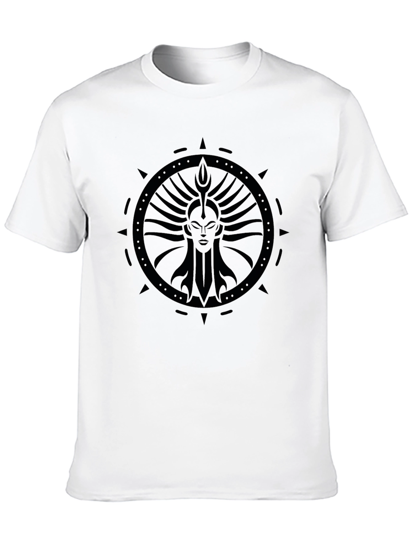 Unique Graphic Tee: Tribal Sun Goddess Design