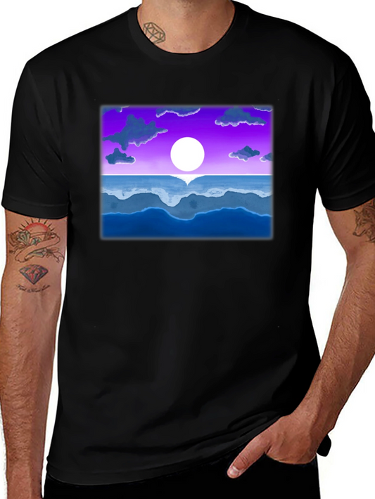 Sunset Ocean Graphic Tee - Black