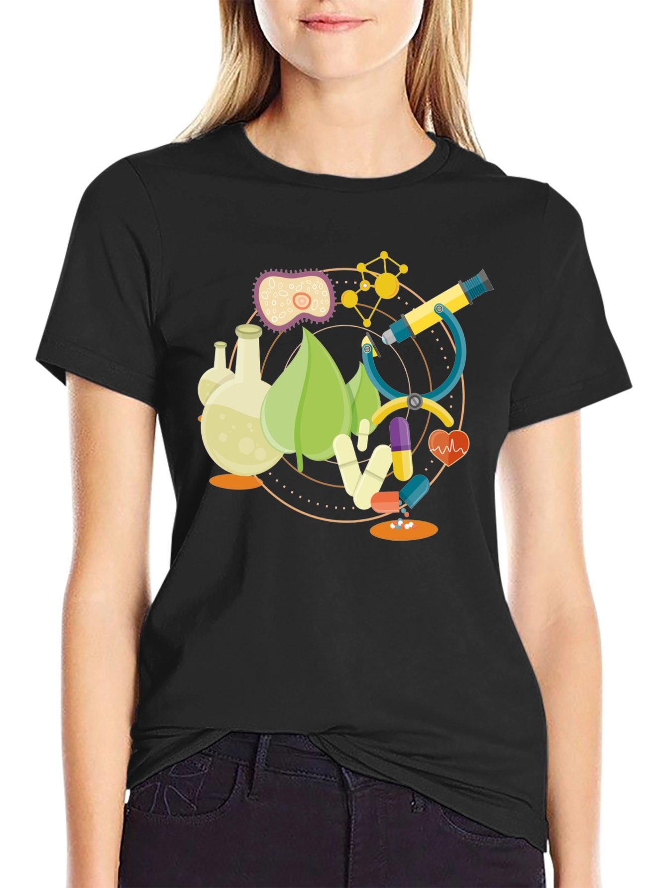 Science Graphic T-Shirt - Black Cotton Blend Tee