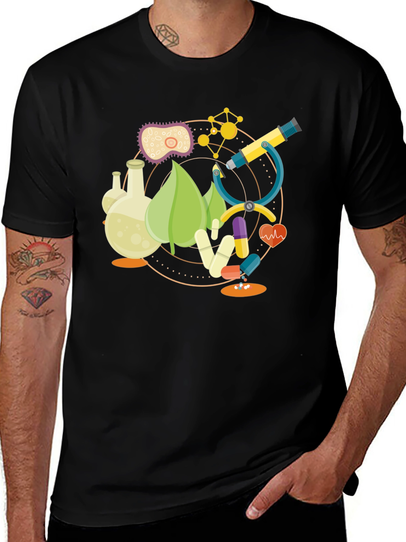 Science Graphic T-Shirt - Black Cotton Blend Tee
