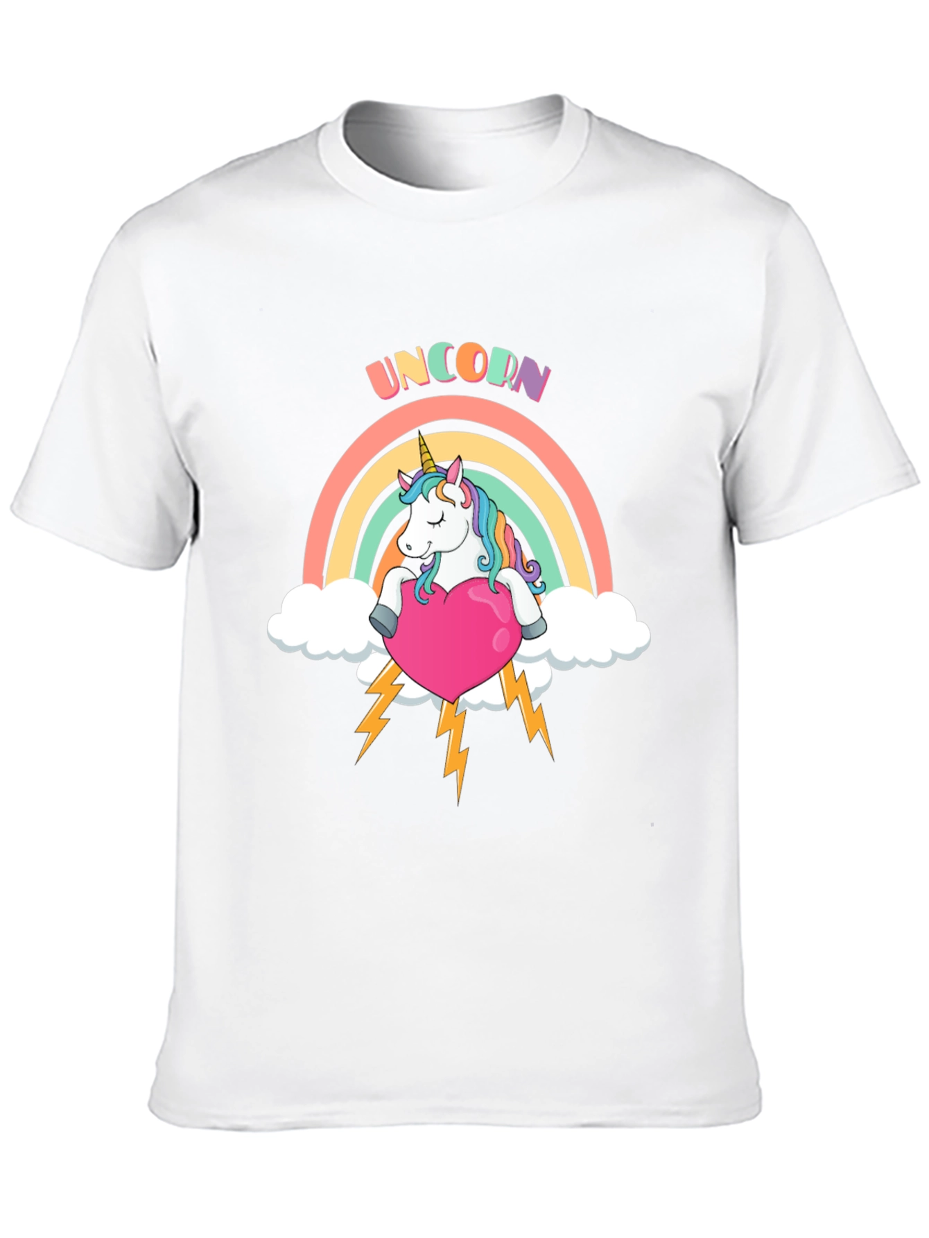 Unicorn Rainbow Heart Black T-Shirt