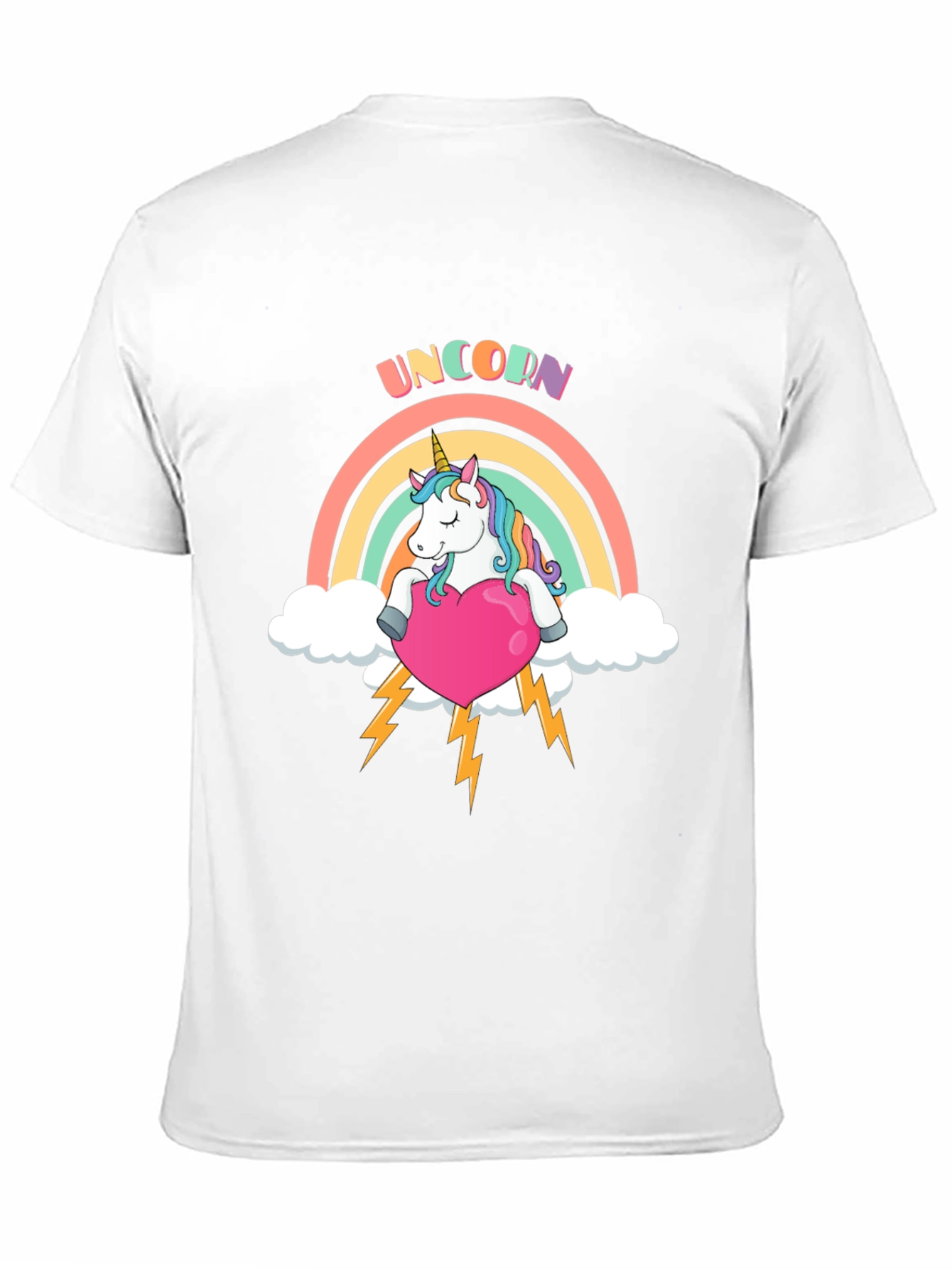 Unicorn Rainbow Heart Black T-Shirt
