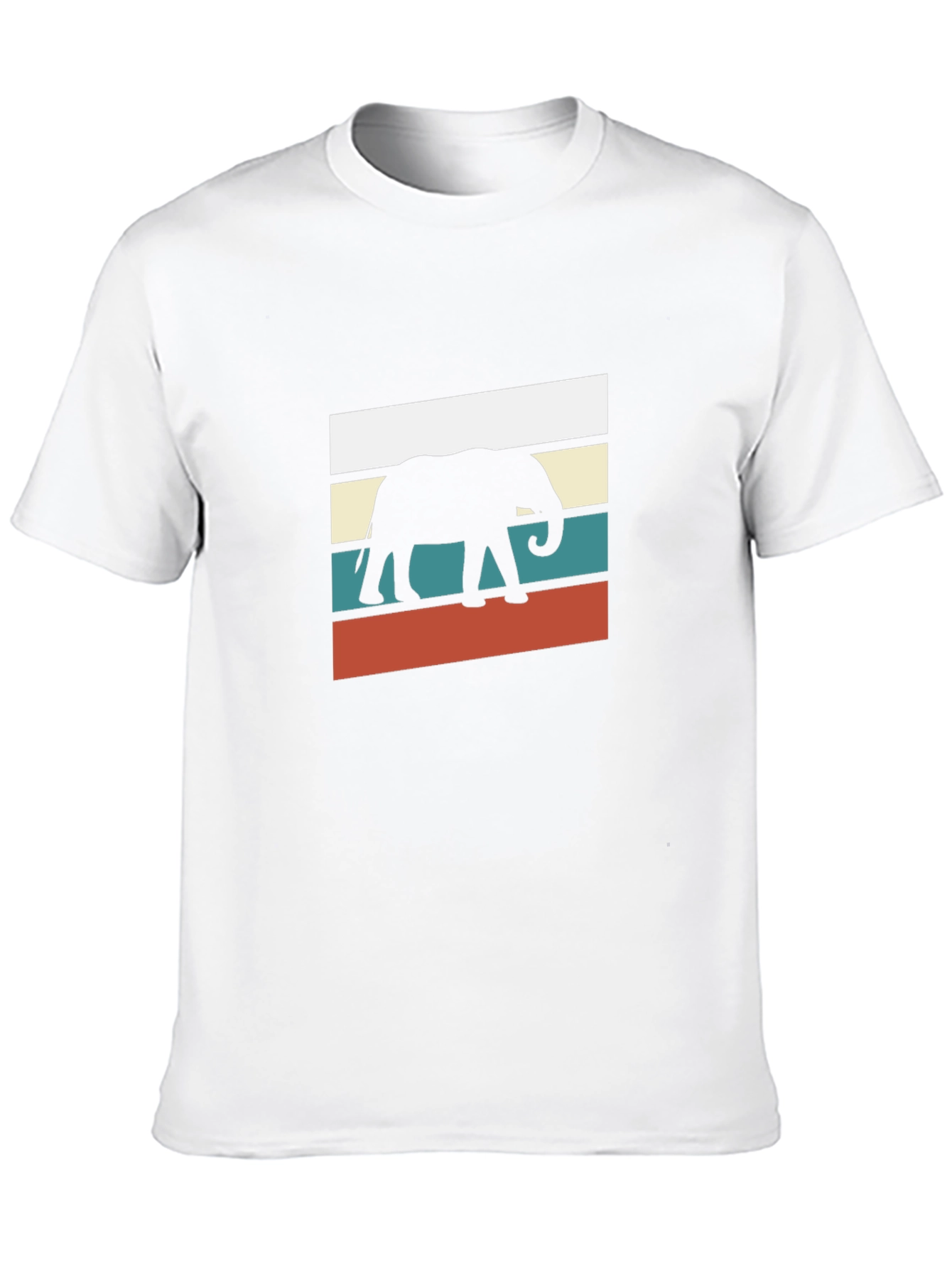 Retro Elephant Graphic Tee - Black Cotton Blend