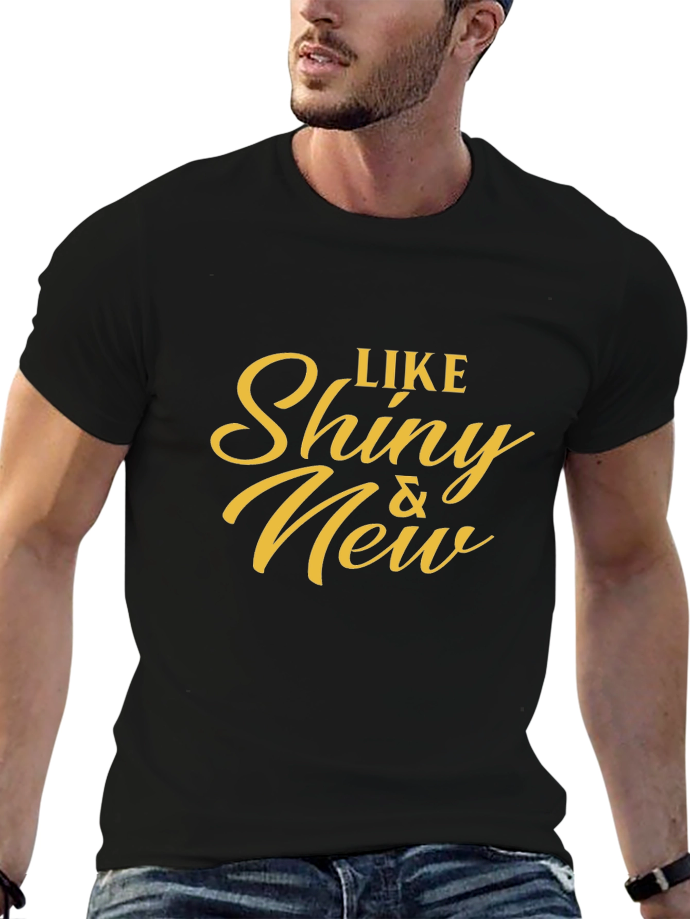 Shiny & New Graphic Tee - Soft Black Cotton