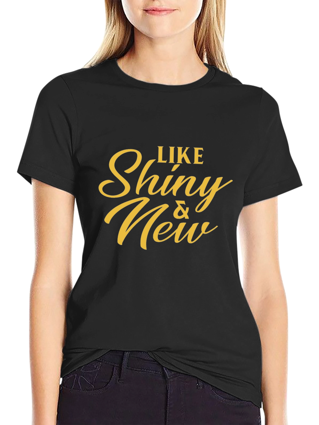 Shiny & New Graphic Tee - Soft Black Cotton