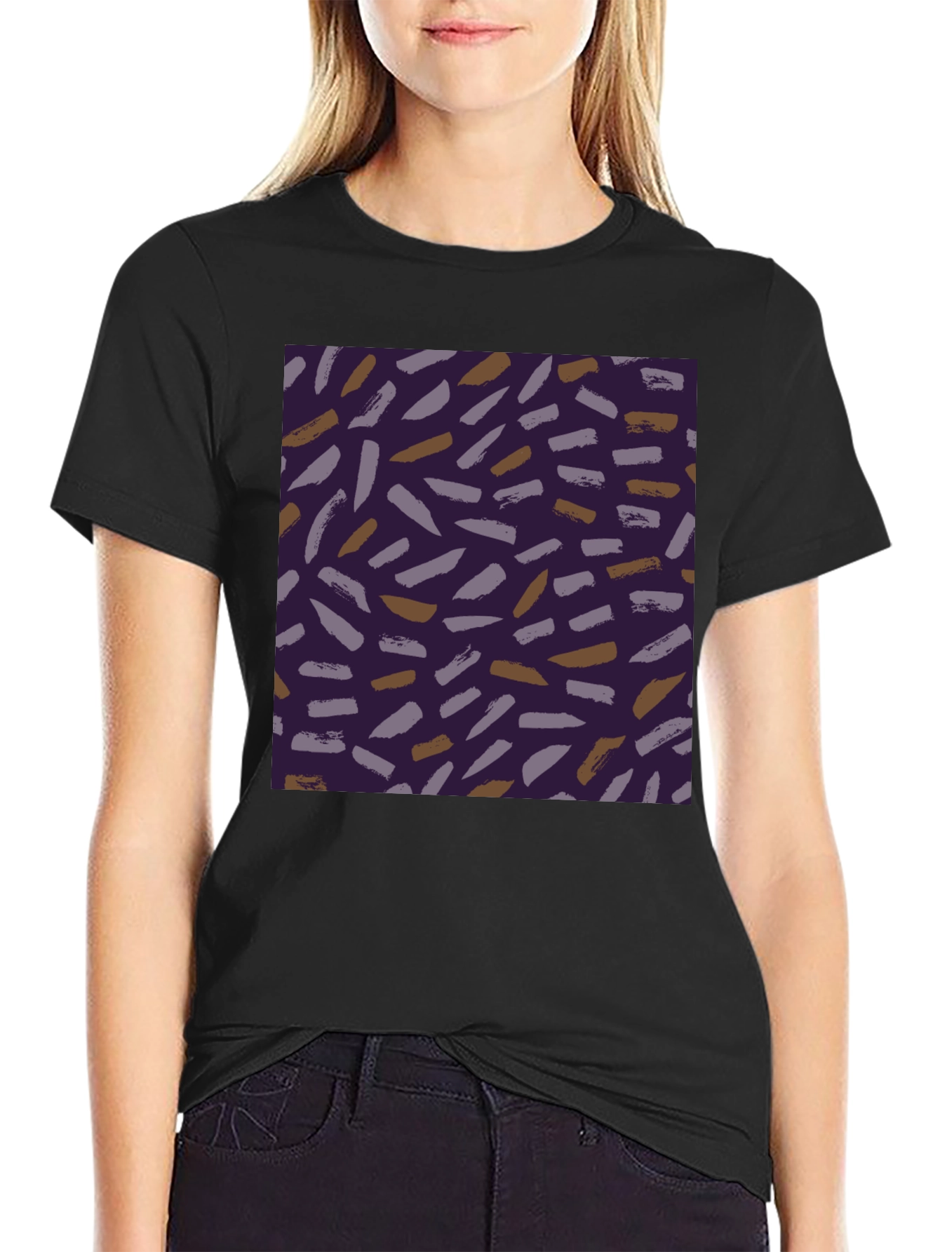 Brushstroke Pattern Black Tee