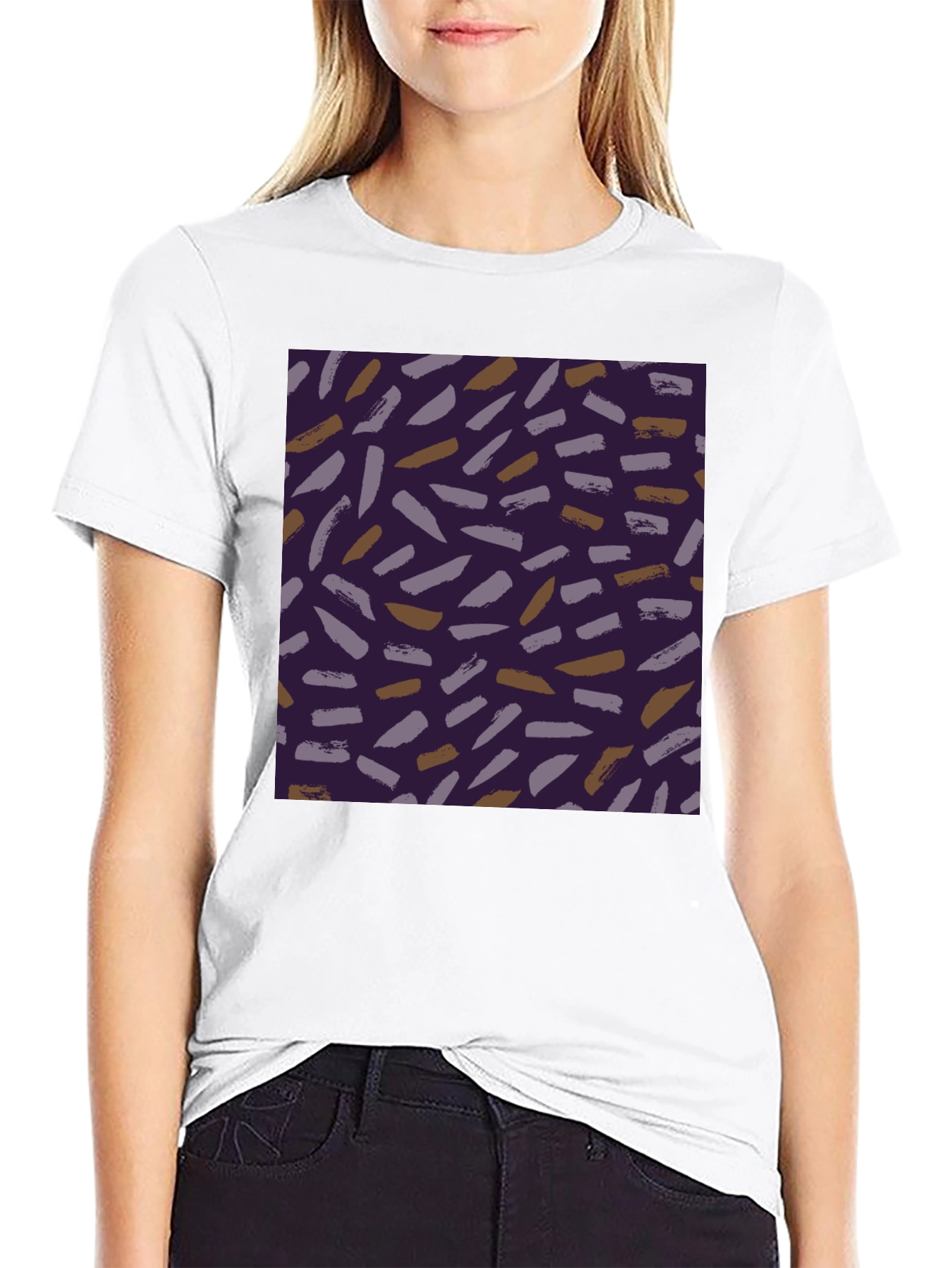Brushstroke Pattern Black Tee