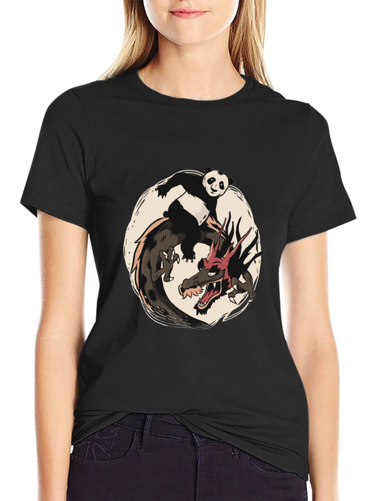 Panda and Dragon Graphic Tee - Unique Design