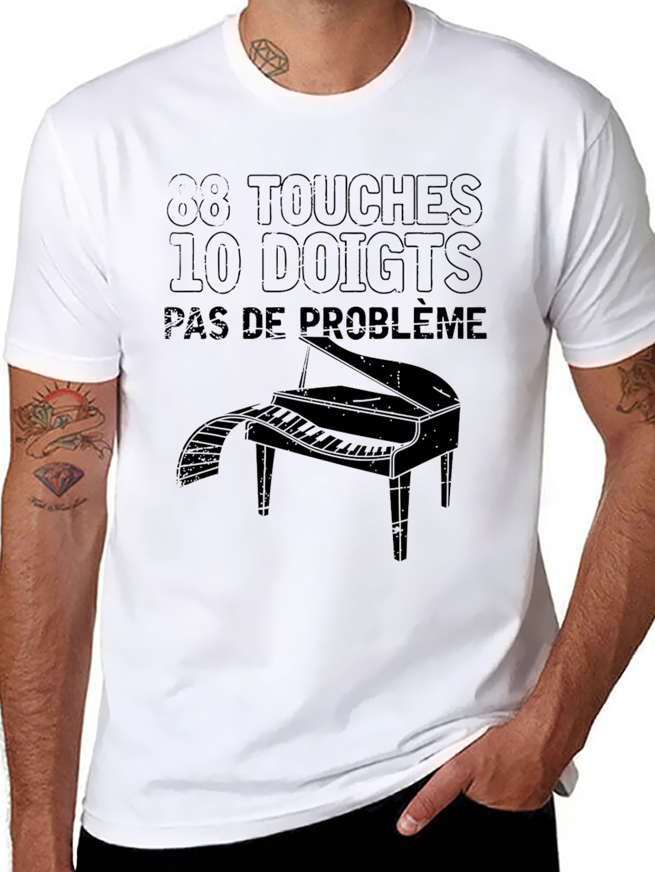 Piano T-Shirt: 88 Touches 10 Doigts Pas de Problème