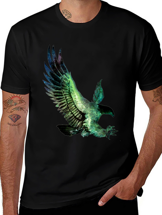 Eagle Galaxy Print Black T-Shirt