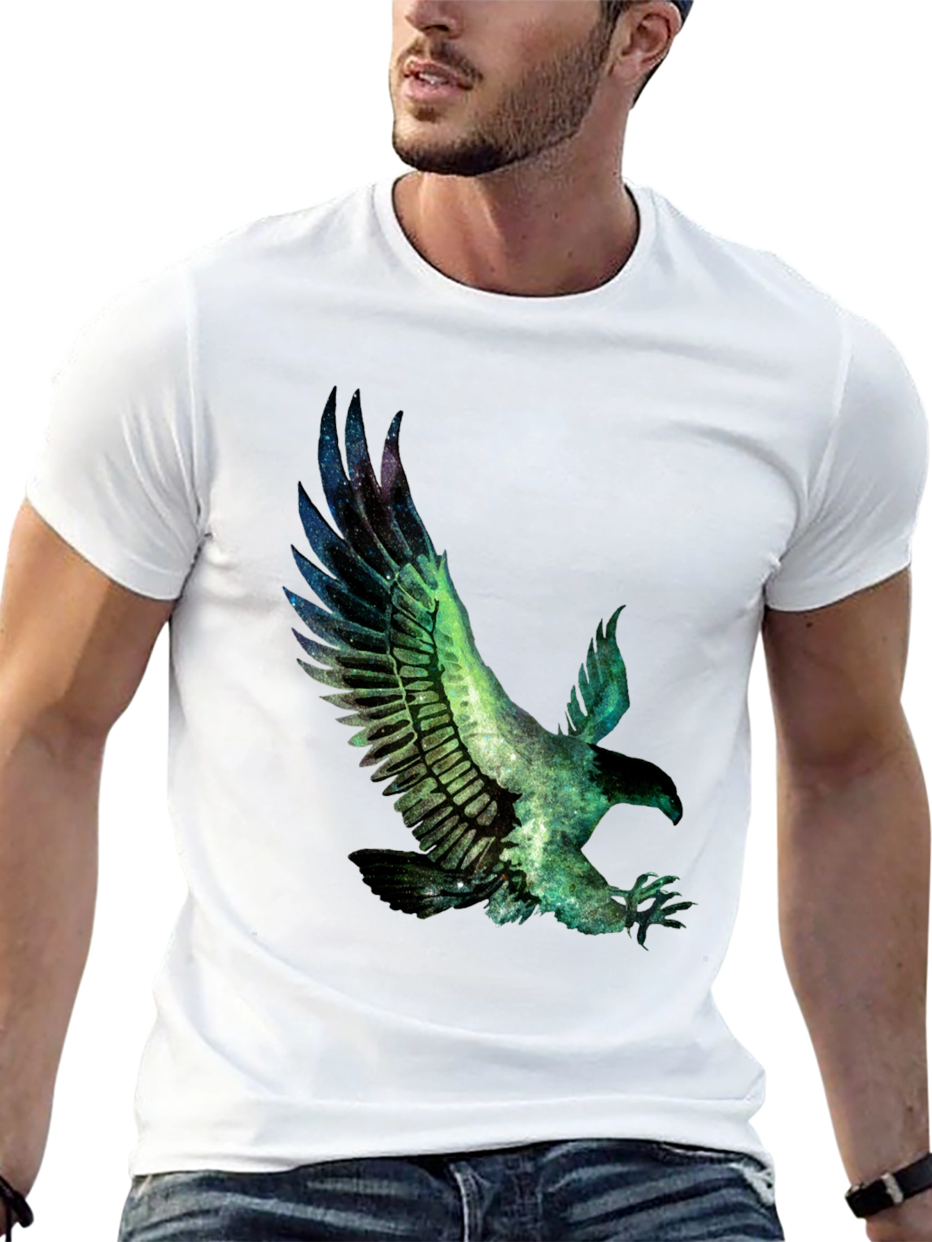 Eagle Galaxy Print Black T-Shirt