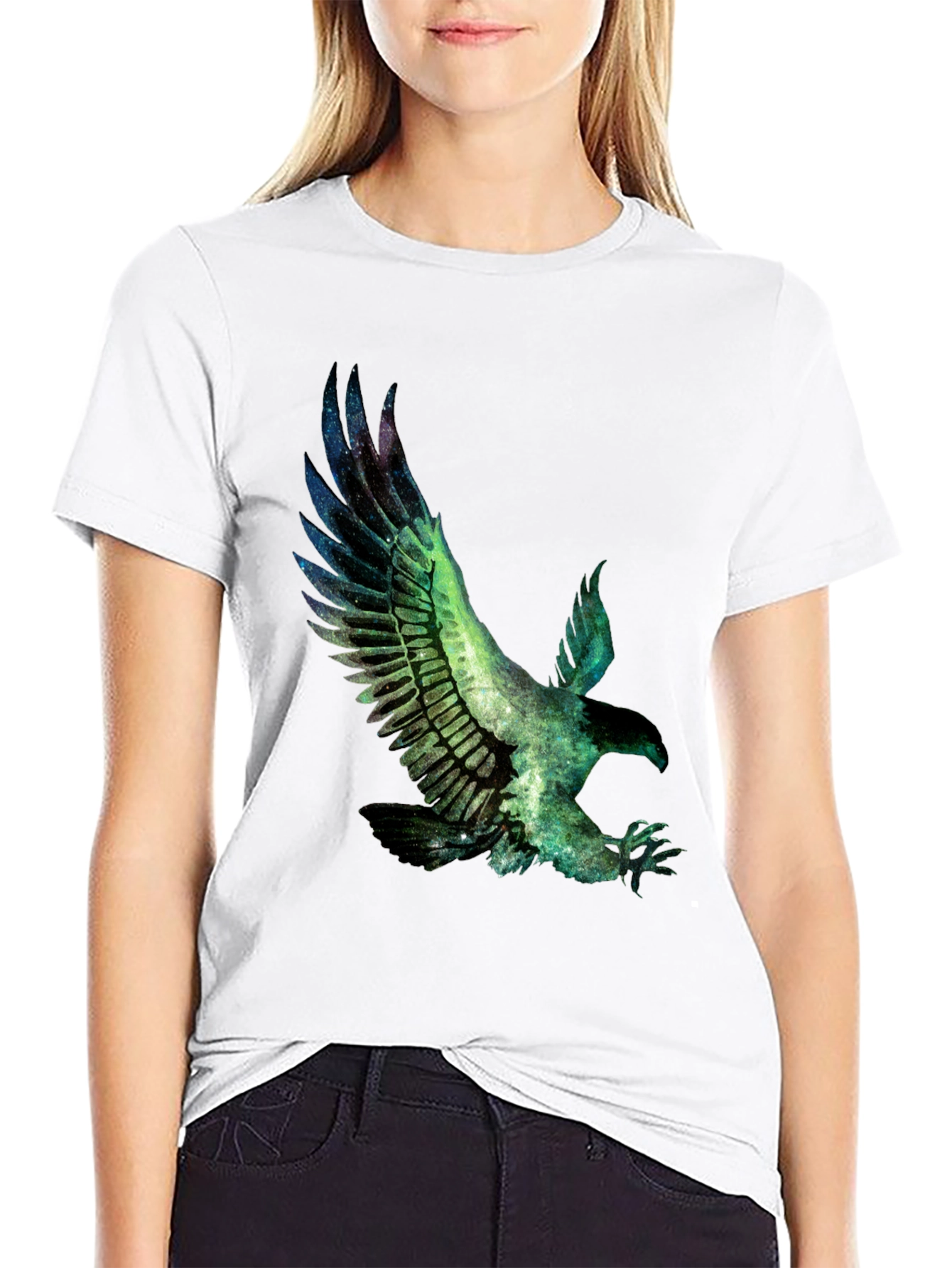 Eagle Galaxy Print Black T-Shirt