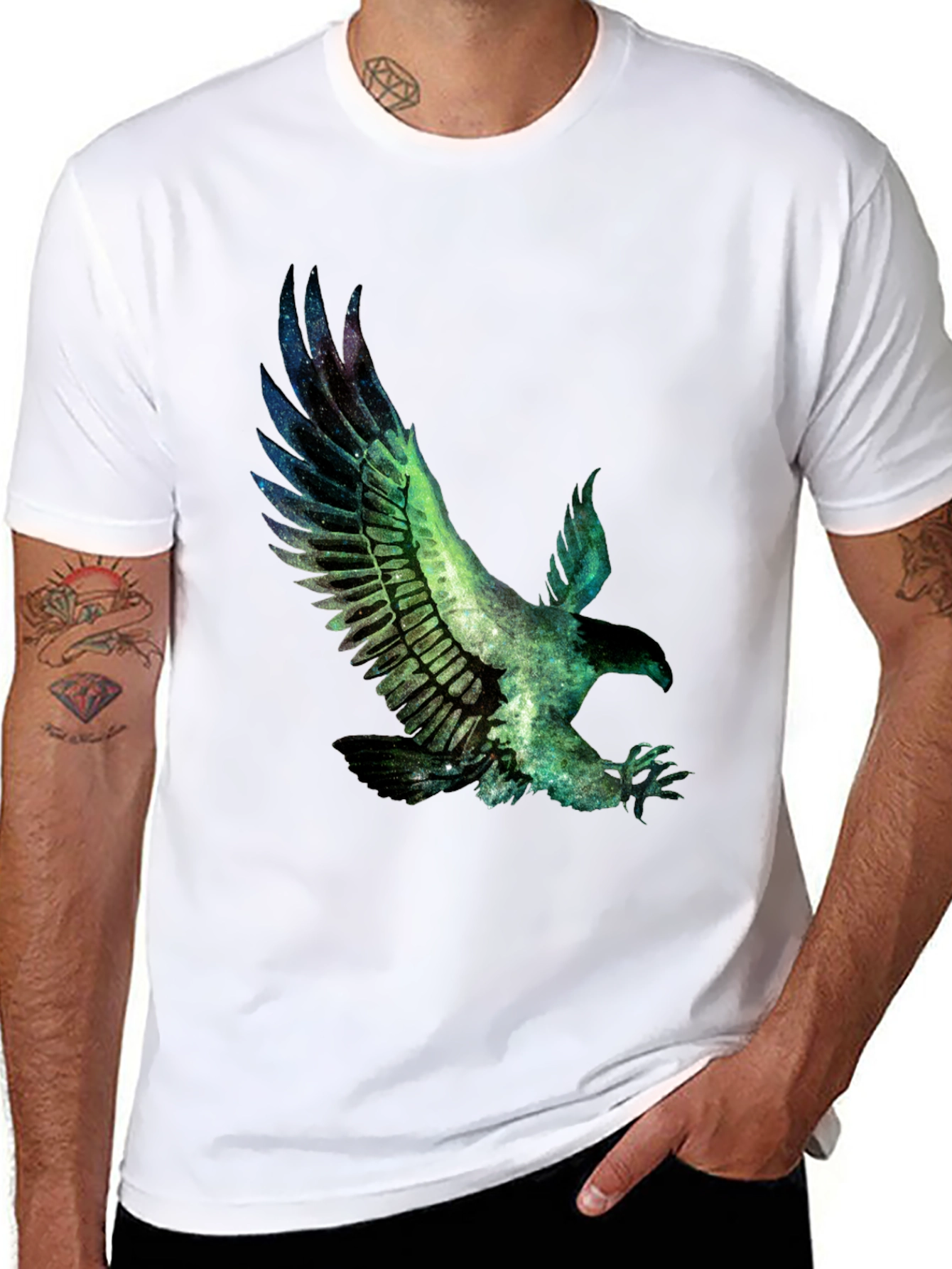 Eagle Galaxy Print Black T-Shirt