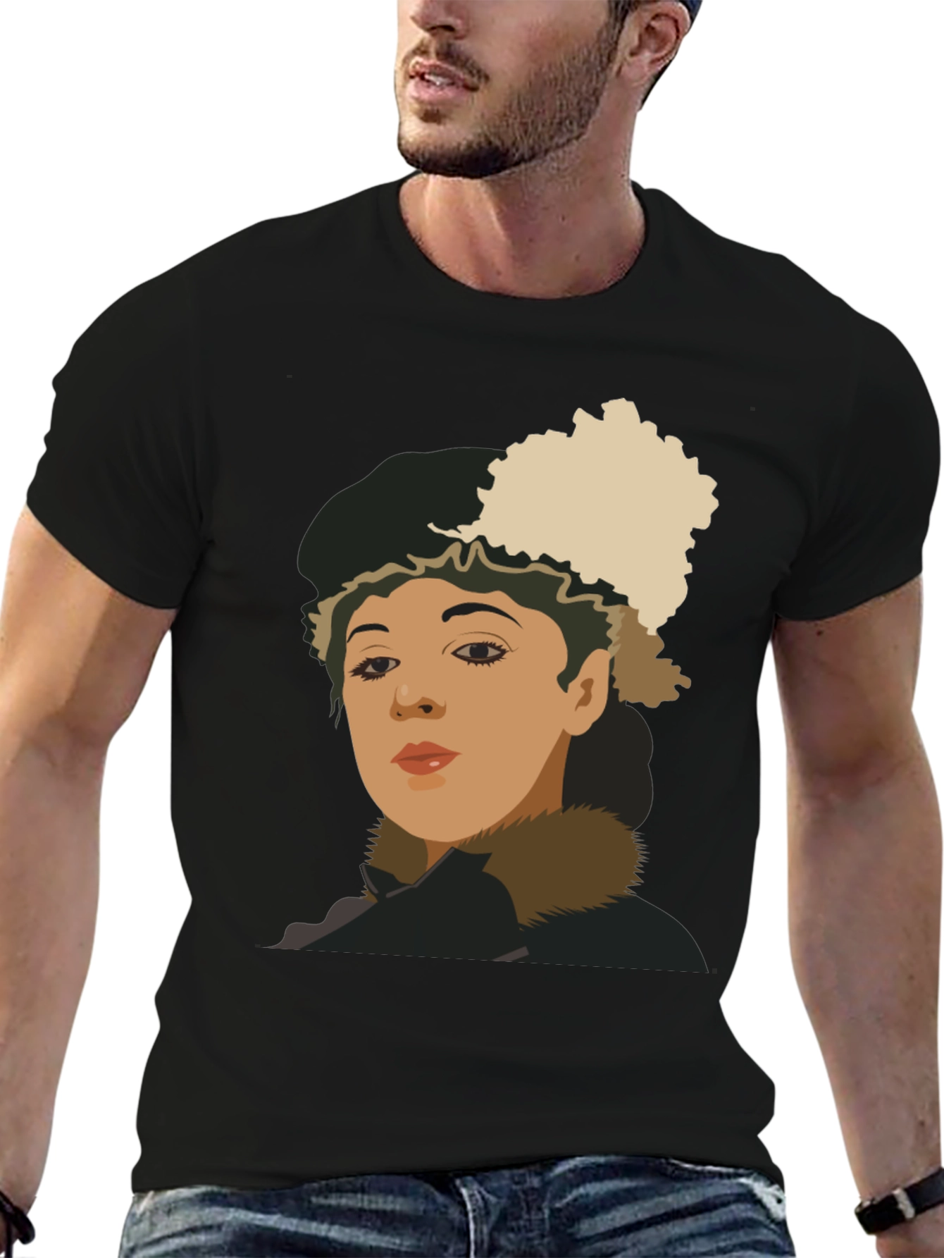Retro Portrait Graphic Tee - Unisex Black T-Shirt