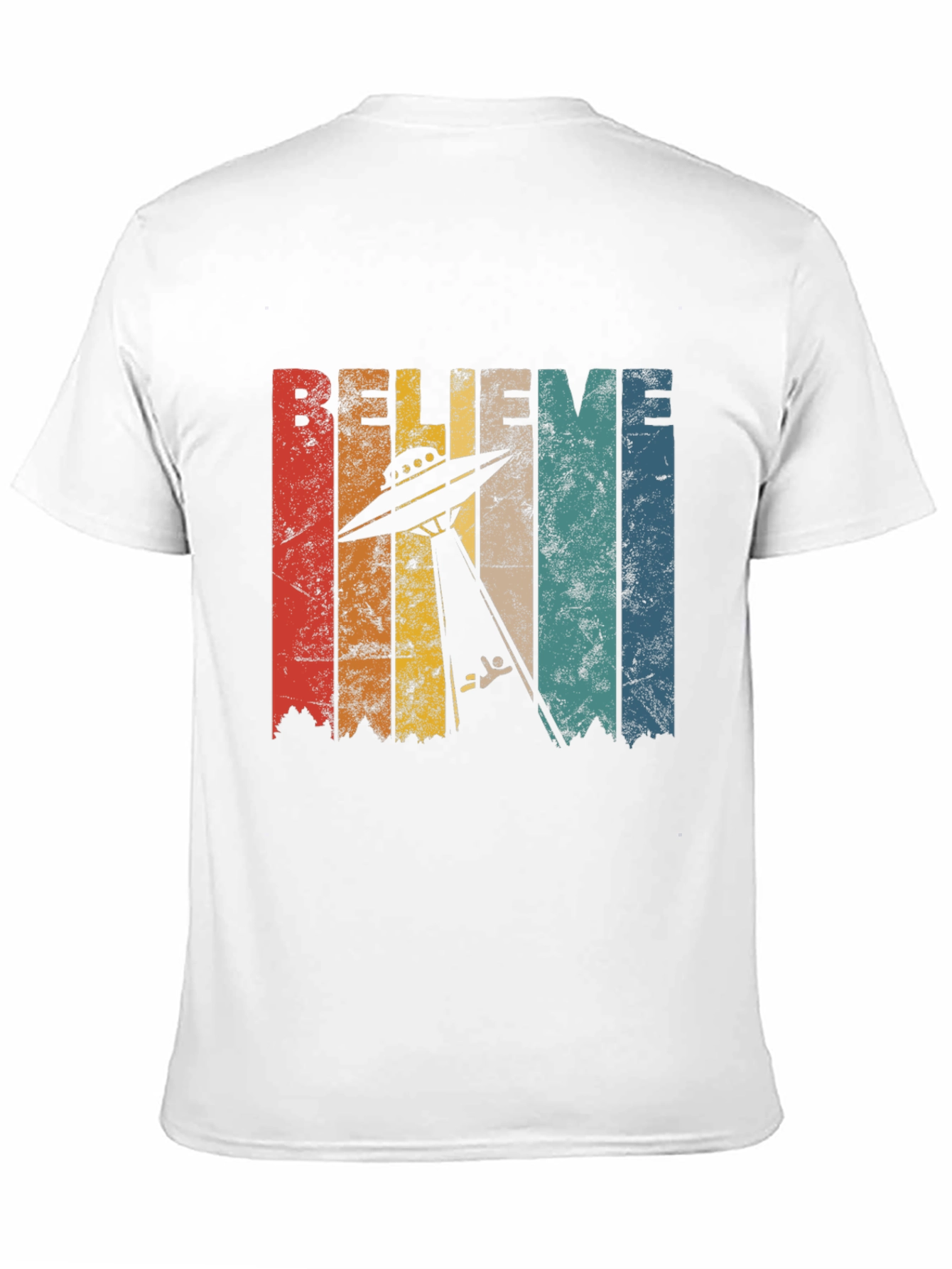 Believe UFO Abduction Retro Style Graphic T-Shirt