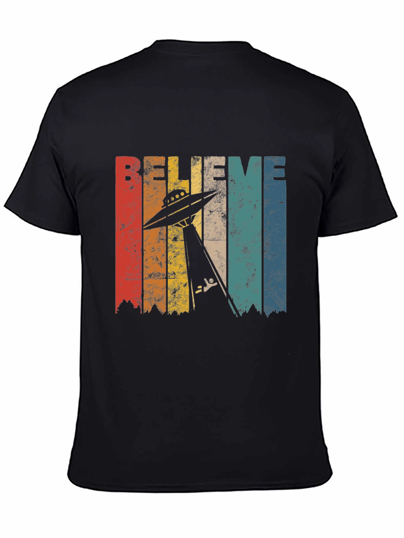 Believe UFO Abduction Retro Style Graphic T-Shirt