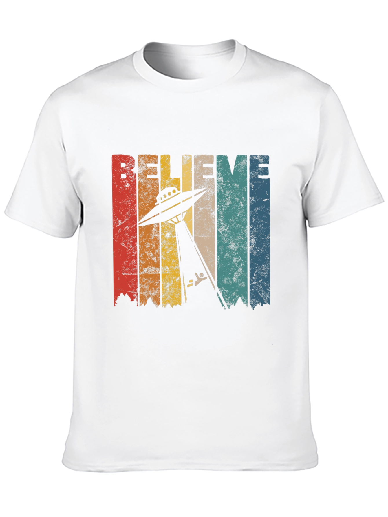 Believe UFO Abduction Retro Style Graphic T-Shirt