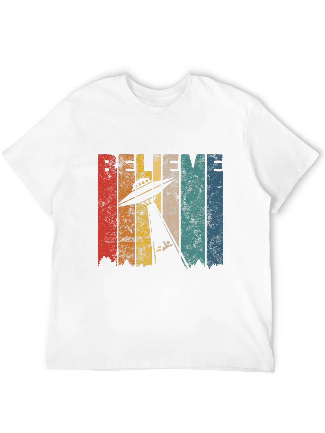 Believe UFO Abduction Retro Style Graphic T-Shirt