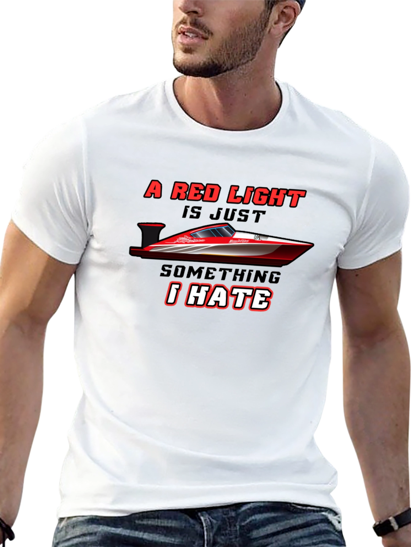 Red Light Boat Tee - Racing Humor T-Shirt