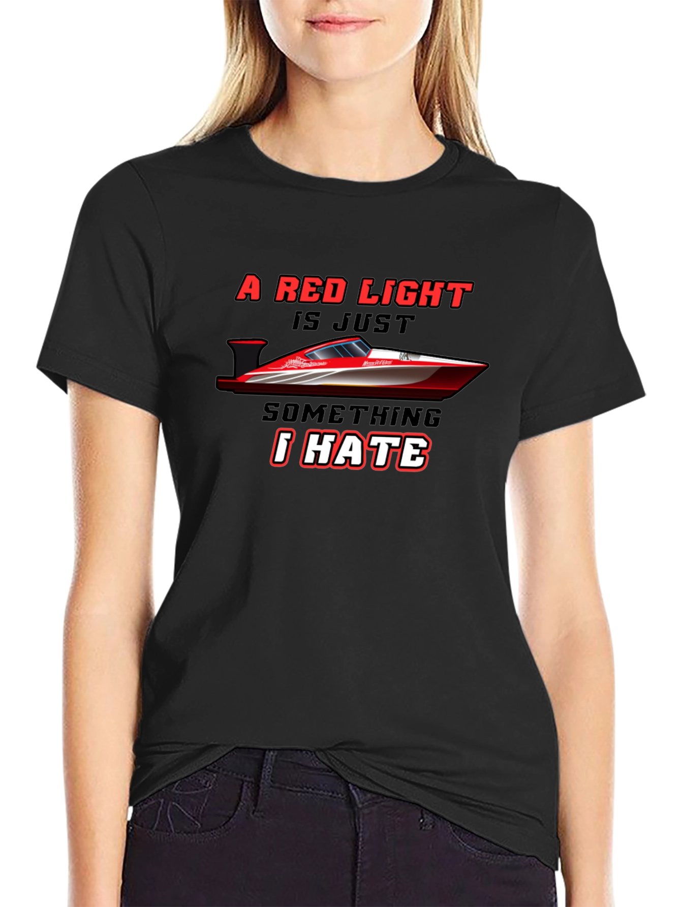 Red Light Boat Tee - Racing Humor T-Shirt
