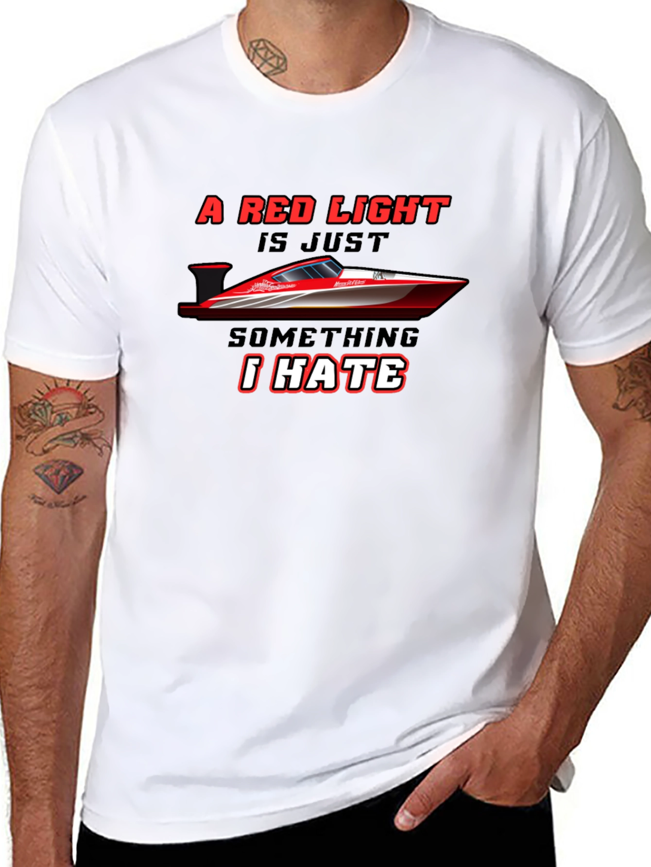 Red Light Boat Tee - Racing Humor T-Shirt