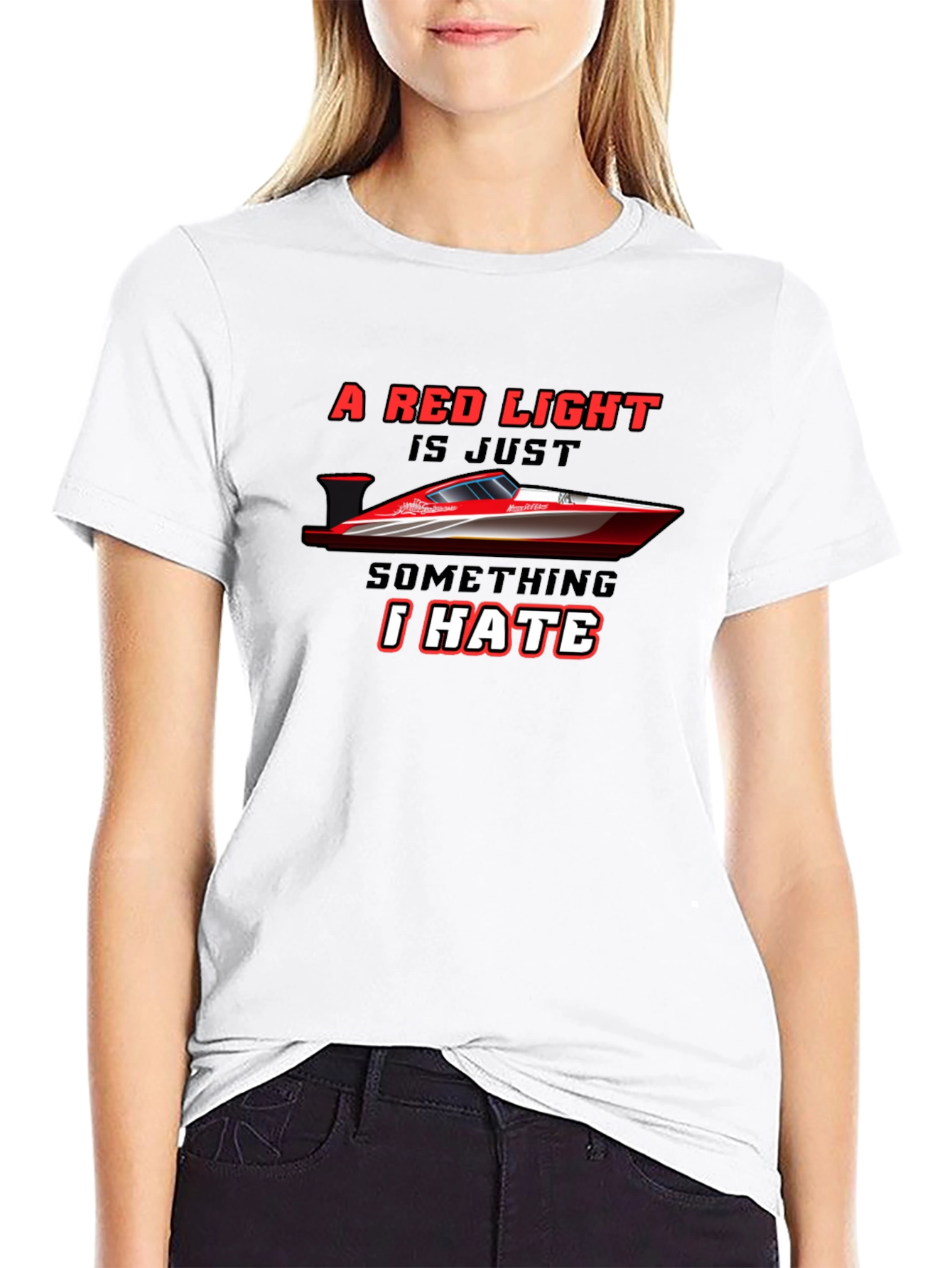 Red Light Boat Tee - Racing Humor T-Shirt