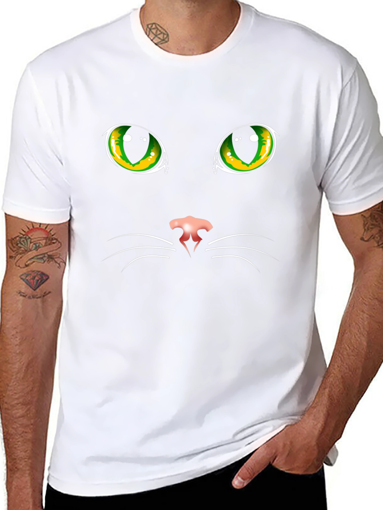 Black Cat Face Graphic T-Shirt