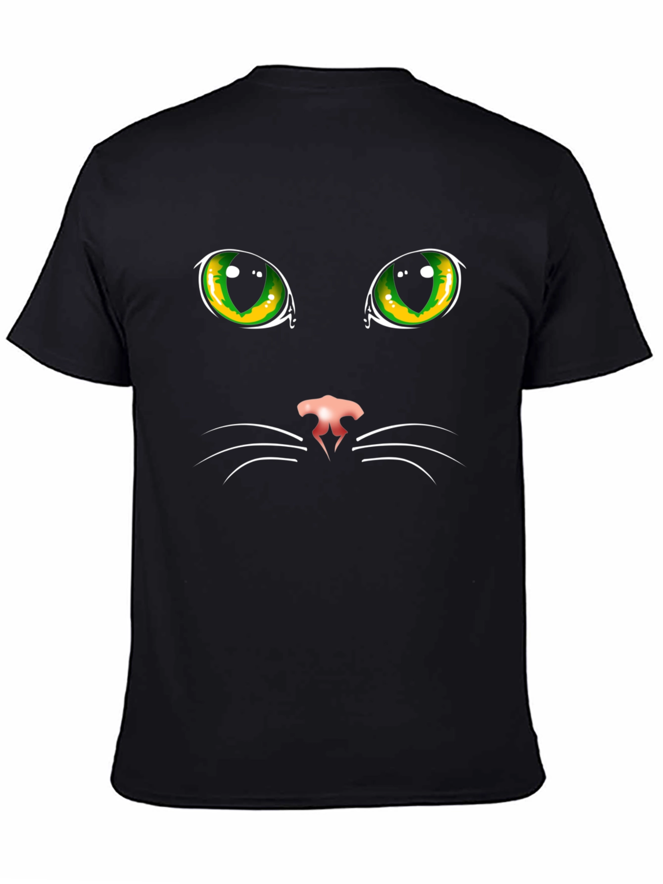 Black Cat Face Graphic T-Shirt