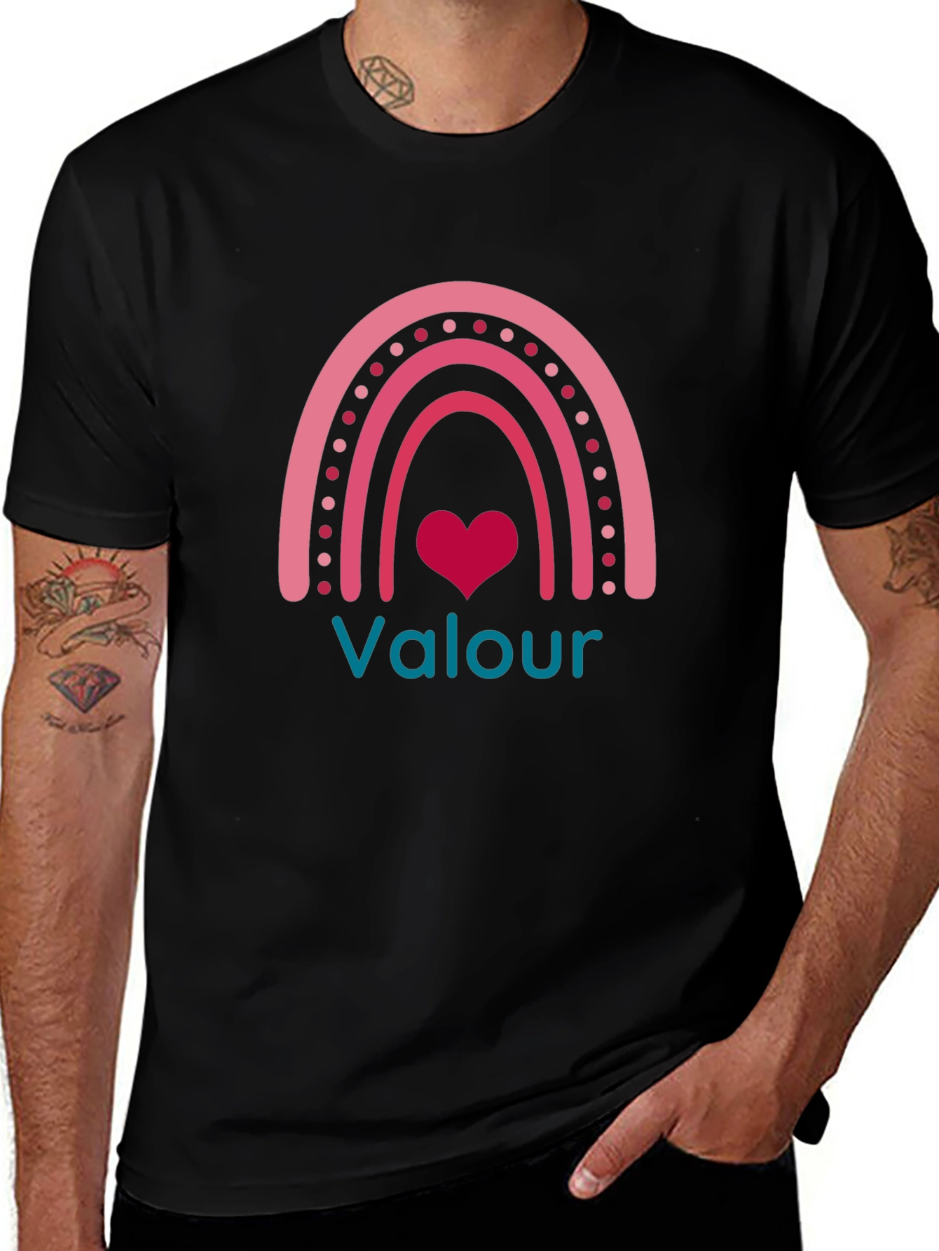 Rainbow Valour Heart Graphic T-Shirt