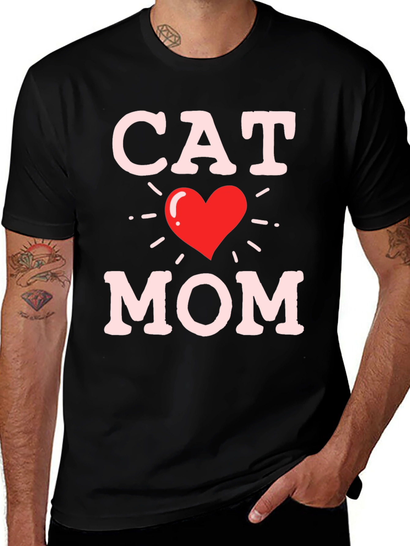 Cat Mom T-Shirt - Heart Graphic Tee