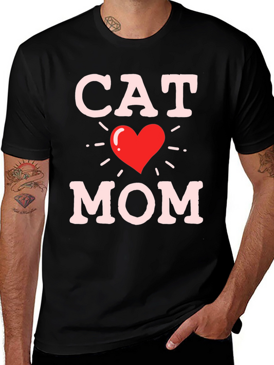 Cat Mom T-Shirt - Heart Graphic Tee