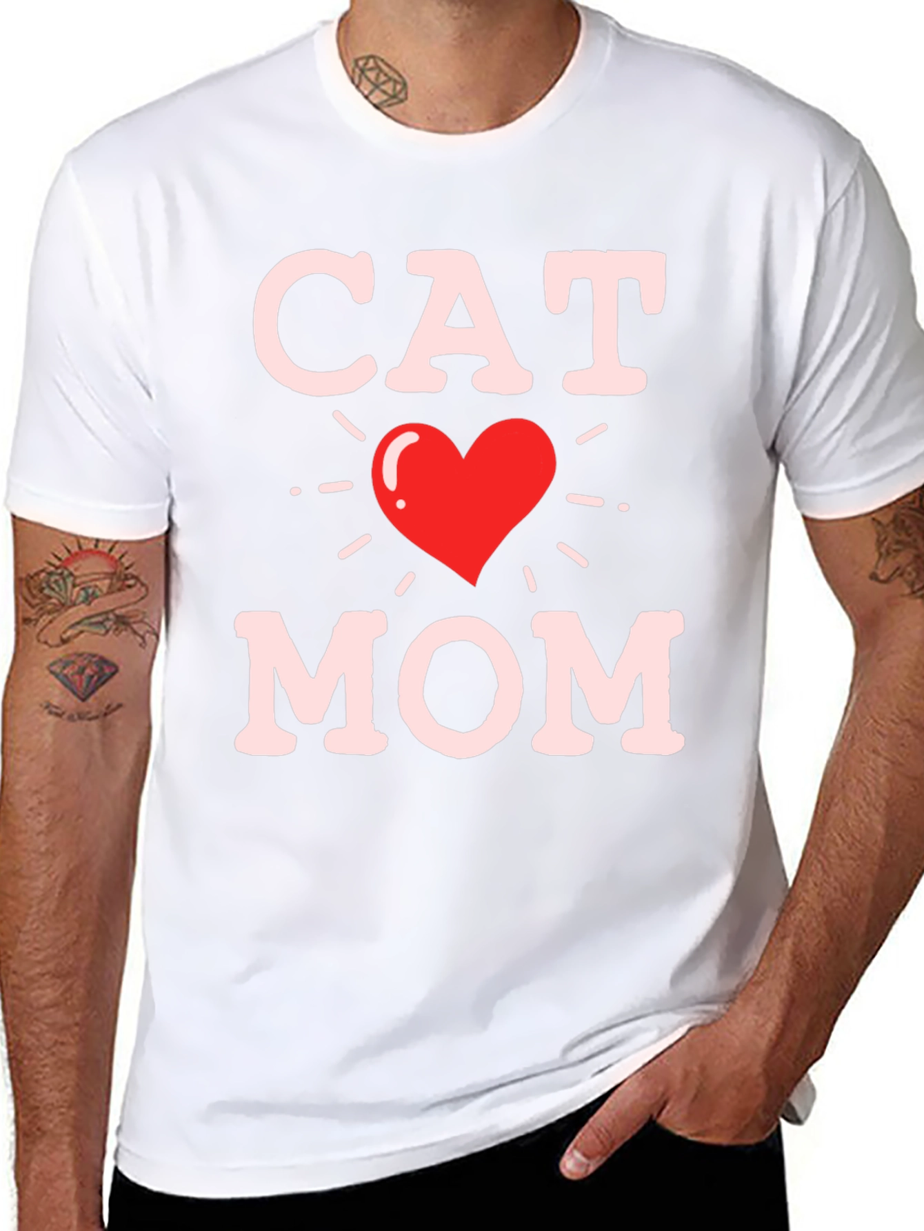 Cat Mom T-Shirt - Heart Graphic Tee
