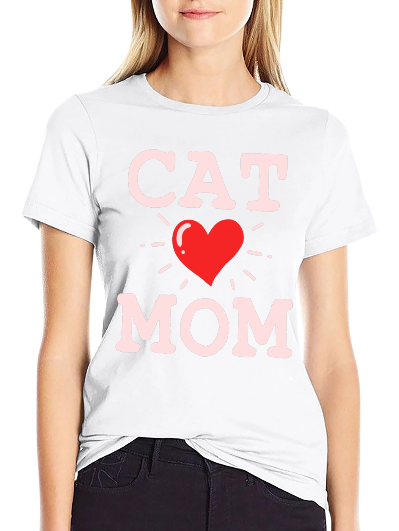 Cat Mom T-Shirt - Heart Graphic Tee