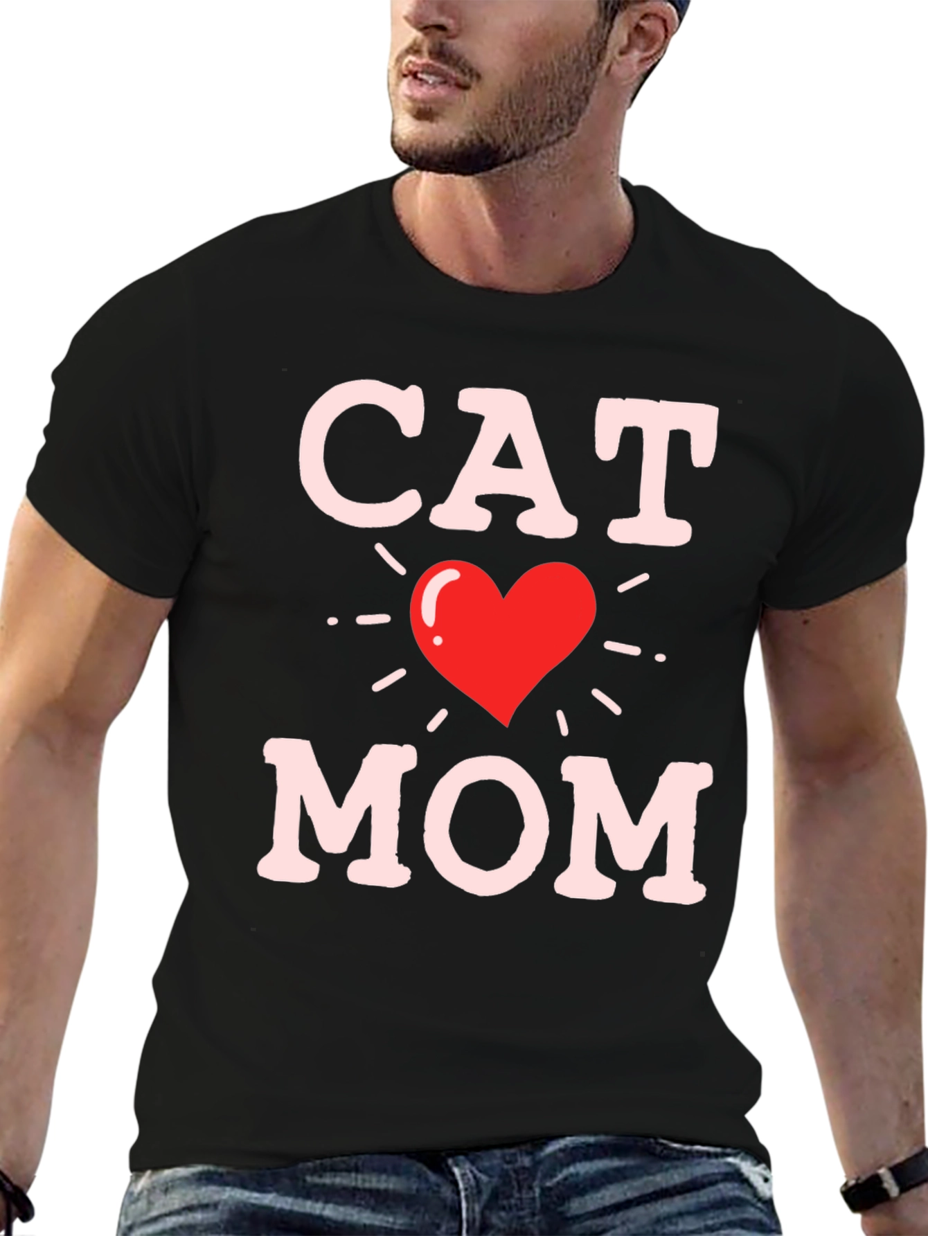 Cat Mom T-Shirt - Heart Graphic Tee