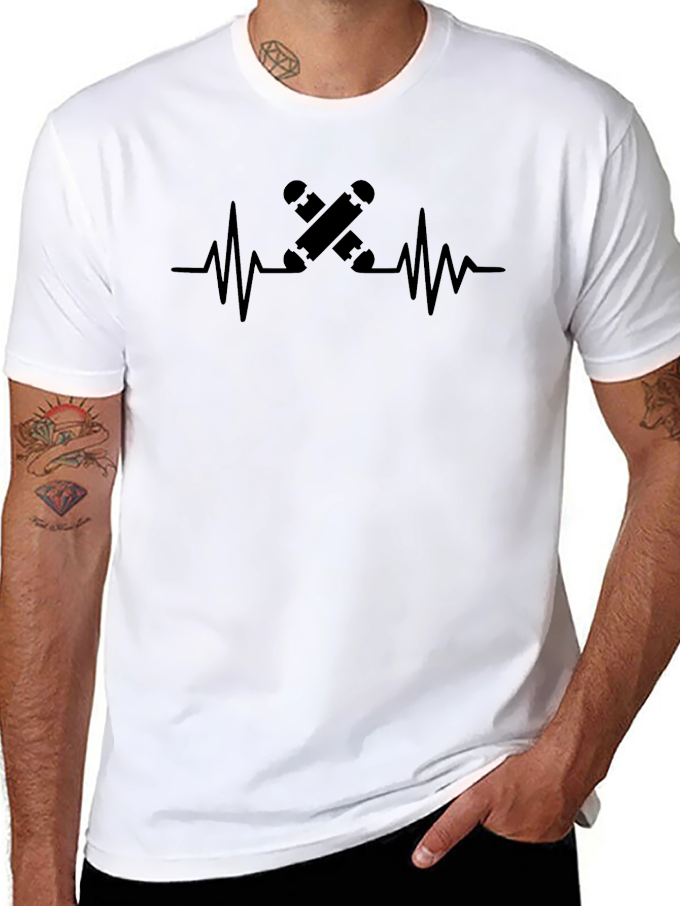 Skateboard Heartbeat Graphic Tee